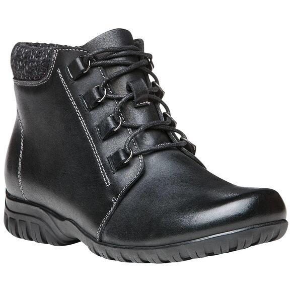 Propet Women Ankle Chukka Booties Delaney Size US 8W Black Leather - Picture 1 of 6